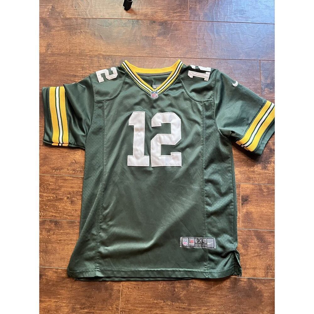 Green Bay Packers Jersey Youth XL Green #12 Aaron Rodgers Stitched Nike Football